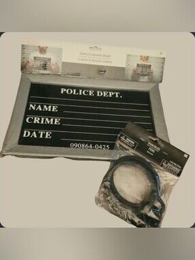 Mugshot Board & Wrist Hand Costume Chain Shackles- Handcuffs New